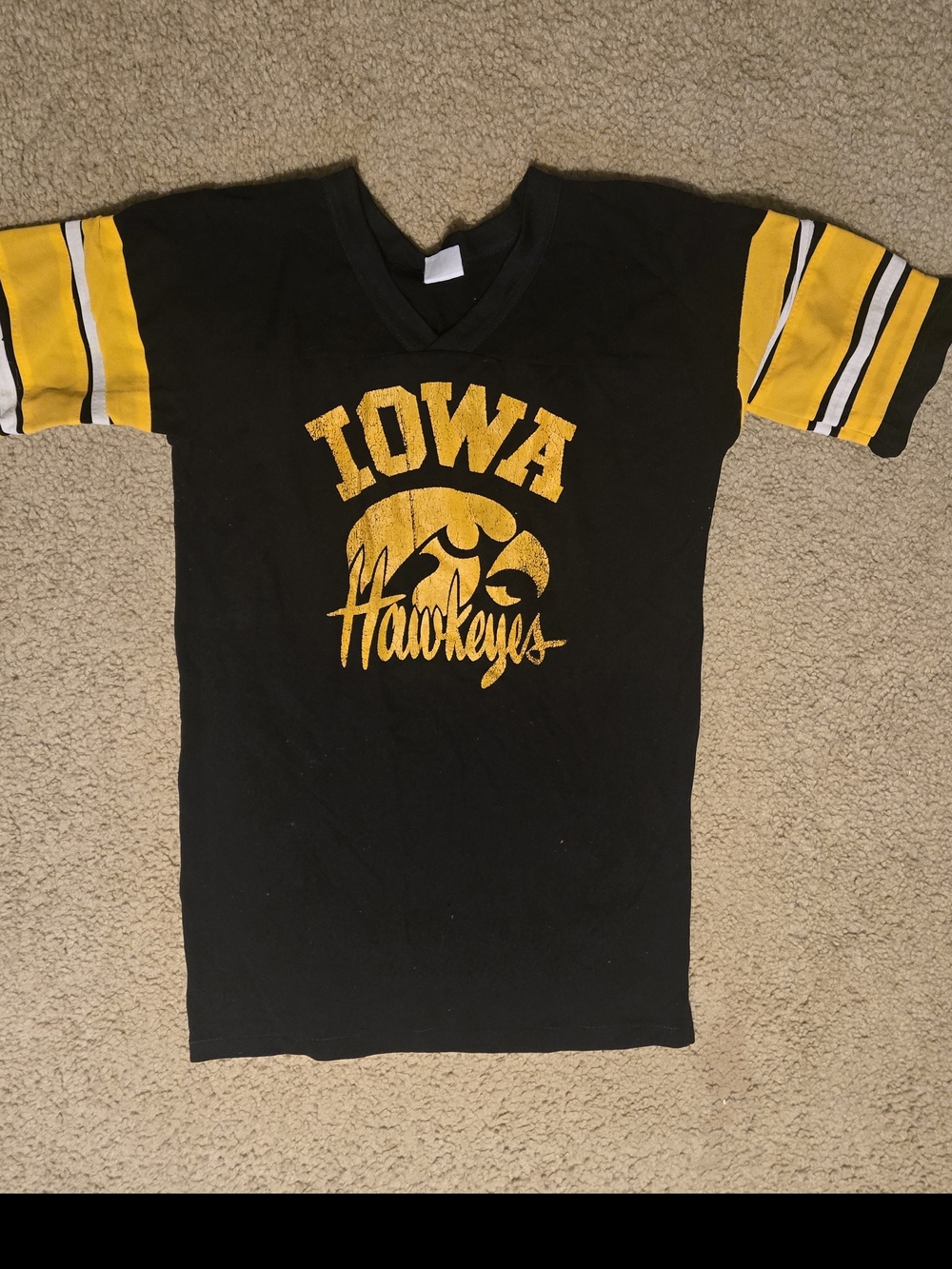 Iowa Hawkeyes Black & Gold Women's Vintage Football Tee